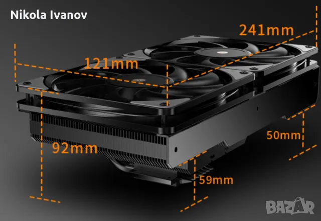 Jiushark JF13K CPU Cooler 250W | Охладител за процесор | 2x120mm fans A-RGB, снимка 9 - Други - 49347246