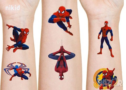 Спайдърмен Spiderman голям лист Tattoo татос татуировка временна детска, снимка 2 - Други - 31857735