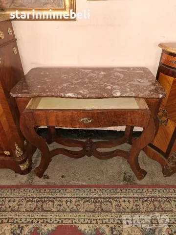 Антикварна конзола с мраморен плот , снимка 6 - Антикварни и старинни предмети - 49354751