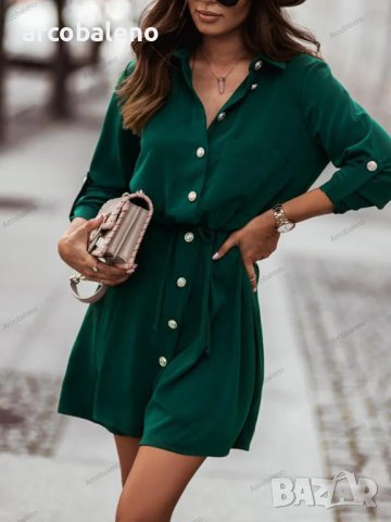 Дамска едноцветна рокля с копчета, 3цвята, снимка 9 - Рокли - 42081086