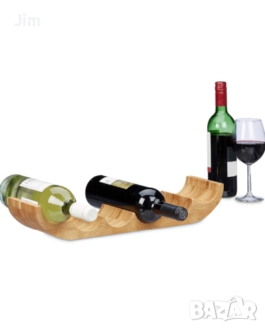 Бамбукова поставка за вино Relaxdays, поставка за 6 стандартни бутилки
