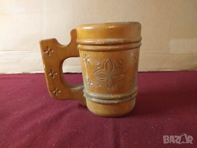 Стара дървена халба за бира, снимка 2 - Чаши - 34521773