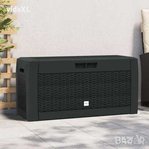 vidaXL Градински сандък за съхранение антрацит 119x48x60 см PP, снимка 2 - Ракли - 56146189