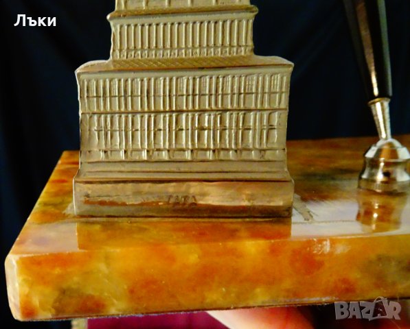 Поставка за химикал,писалка с естествен ахат 850 гр. , снимка 4 - Антикварни и старинни предмети - 30361457