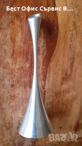 метален свещник дизайнерски, внесен от Дания, стабилен масивен хром метал, снимка 6 - Декорация за дома - 48355898