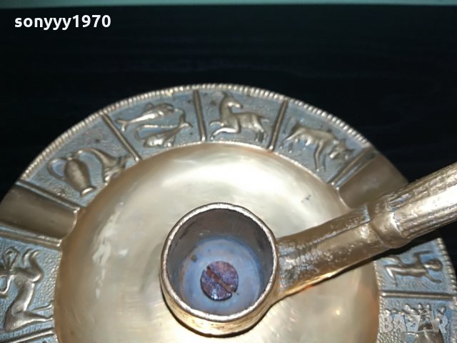 АНТИКА-свещник-лула/мед месинг-ВНОС ШВЕИЦАРИЯ, снимка 14 - Колекции - 29085428