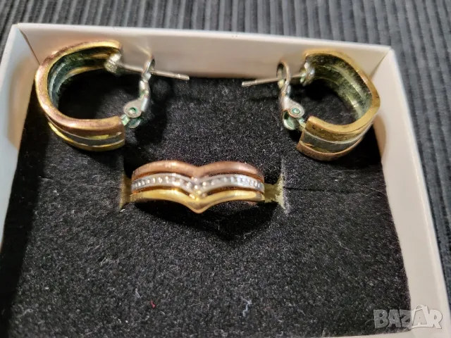 Комплект обеци и пръстен, снимка 2 - Обеци - 49136162