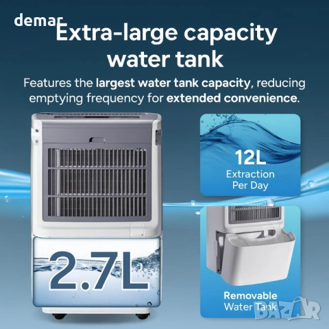 Devola 12 л/ден обезвлажнител и HEPA H13 пречиствател на въздух,DVH12L, снимка 5 - Влагоабсорбатори и влагоуловители - 52404484