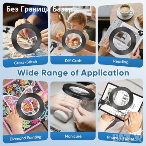 Нова Лупа 10X с LED светлина стойка щипка 3 режима 10 яркости USB гъвкаво рамо, снимка 7 - Други стоки за дома - 54195344