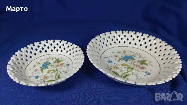Две чинии за сухи мезета, рязан порцелан, снимка 4 - Чинии - 50210347