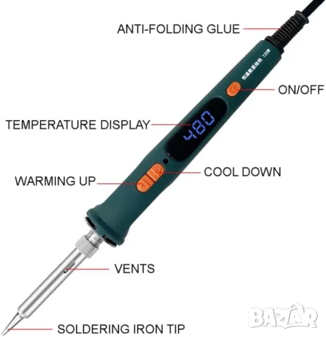 Поялник с регулиране на температурата и цифров екран 120W/230V, снимка 3 - Поялници и запояване - 48067167