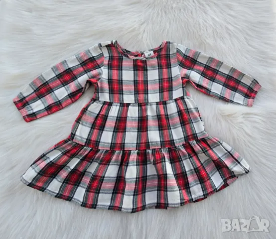 Детска карирана рокля H&M 9-12 месеца, снимка 5 - Бебешки рокли - 48397670
