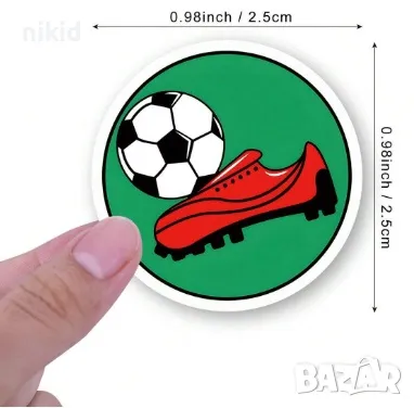 100 бр Топка Топки футбол самозалепващи лепенки стикери за ръчна изработка за подарък, снимка 4 - Други - 47527541