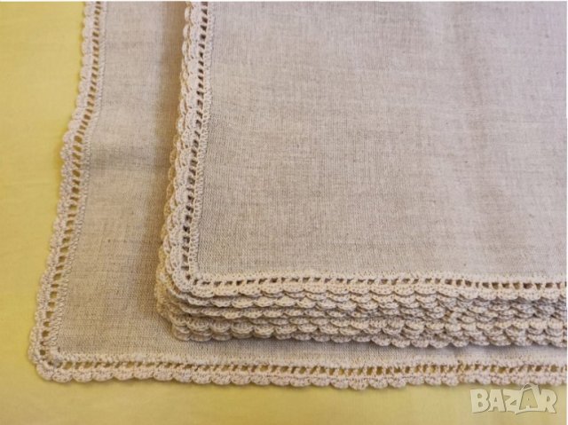 Ленени подложки за хранене с дантела на една кука. , снимка 2 - Покривки за маси - 35550324