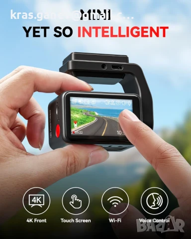F4 4K камера за кола – предна, с тъчскрийн, гласови команди, 32GB карта, снимка 2 - Аксесоари и консумативи - 50796686