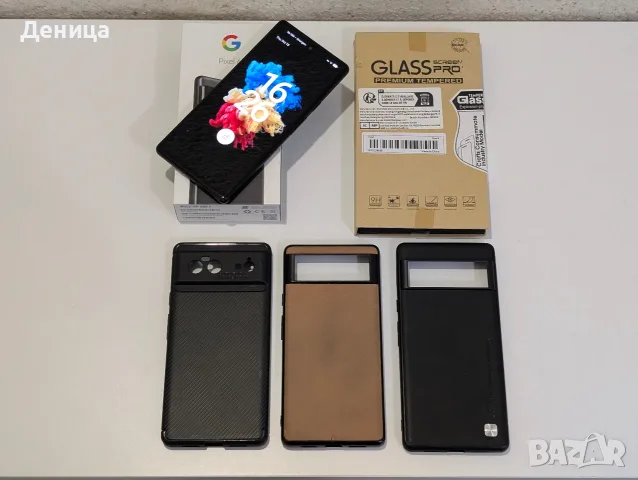 Google Pixel 6 128GB (Stormy Black) – пълен комплект с кутия + аксесоари в ТОП състояние