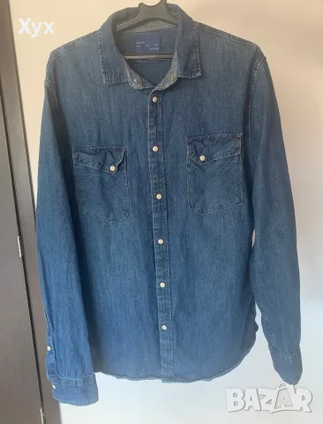 Мъжка дънкова риза Zara размер L, снимка 2 - Ризи - 56341633