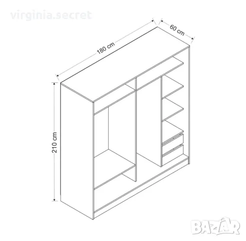 Модерен гардероб с плъзгащи врати , снимка 6 - Гардероби - 49859600