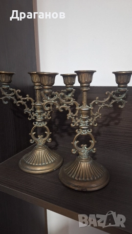 Бронзови канделабри, снимка 8 - Антикварни и старинни предмети - 52900140