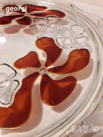 Поднос от двуцветно стъкло   5/1, снимка 3 - Прибори за хранене, готвене и сервиране - 31615480