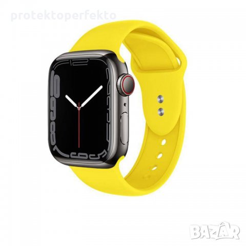 Силиконова каишка Apple watch 7 – 38mm, 40mm/ 41mm  жълта, Yellow, снимка 2 - Смарт часовници - 35512831