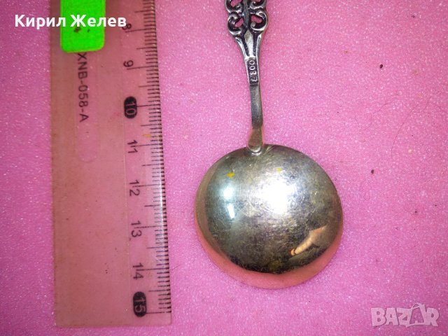 СТАРА НЕМСКА АЖУРНА КОЛЕКЦИОНЕРСКА ДЕСЕРТНА СРЕБЪРНА ЛЪЖИЧКА СРЕБРО 800 ПРОБА 43006, снимка 9 - Колекции - 44372832