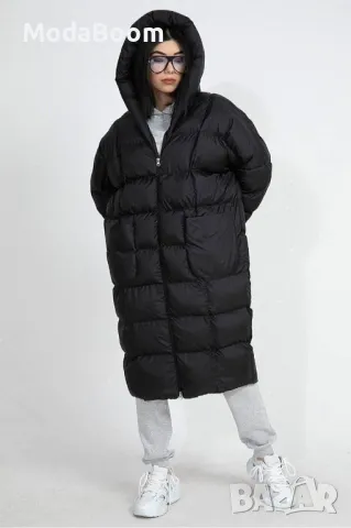 Дълго черно дамско зимно яке 