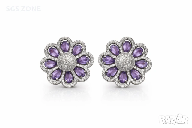 Много красиви обеци с естествен танзанит от Тайланд, снимка 2 - Обеци - 54027383