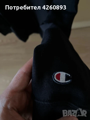 Мъжки черен суичър Champion , снимка 4 - Спортни дрехи, екипи - 50606989