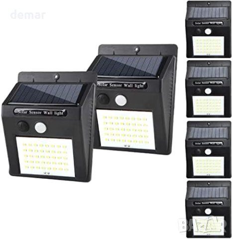 Соларни охранителни светлини, Сензор за движение, IP 65, 40LED, 6 броя, снимка 1 - Соларни лампи - 42835845