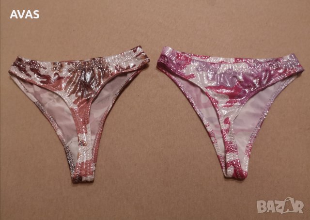 Нови блестящи бански прашка XS розово бежови, снимка 2 - Бански костюми - 36860358