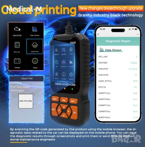  OBD2 скенер диагностика за автомобили V520, снимка 6 - Аксесоари и консумативи - 53484808