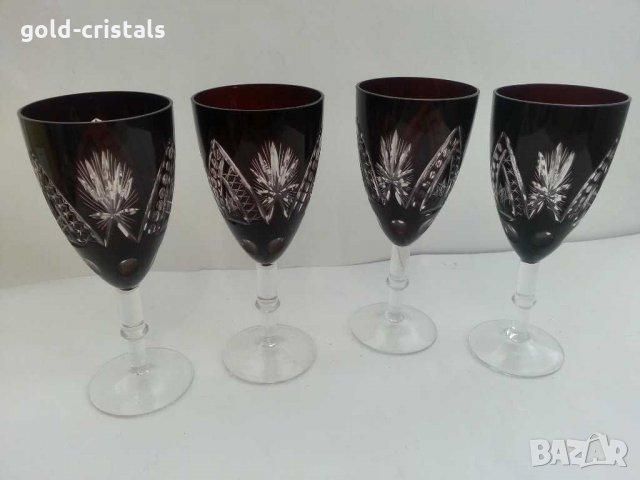 Кристални чаши цветен червен  кристал, снимка 6 - Чаши - 31070642