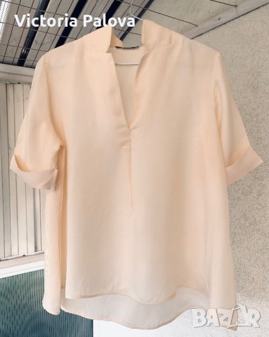 COS Швеция интересна блуза кроп-камбанка кайсиев цвят, снимка 8 - Корсети, бюстиета, топове - 42363326