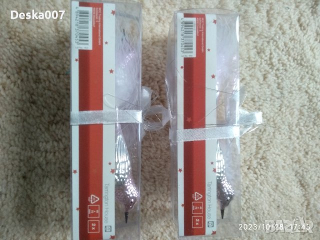 4 бр Коледни птички с пух , снимка 4 - Декорация за дома - 42758003