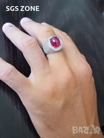 Мъжки Сребърни Пръстени с Естествени Камъни, снимка 7 - Колиета, медальони, синджири - 49988106