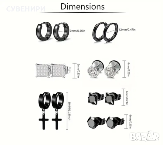 Мъжки обеци от медицинска стомана , снимка 2 - Обеци - 51559698