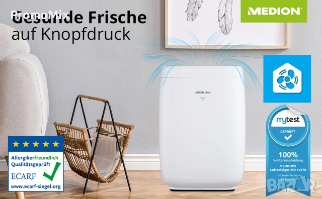 Пречиствател на въздух 3в1 Medion MD 10378 53W Smart Led дисплей Сензорен екран 72 m², снимка 4 - Овлажнители и пречистватели за въздух - 51907517