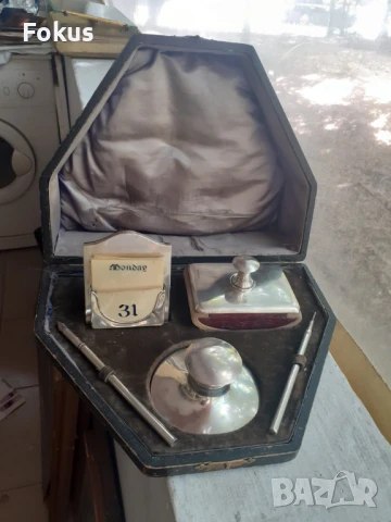 Уникален сребърен английски комплект за писалище писалка, снимка 2 - Антикварни и старинни предмети - 51276428