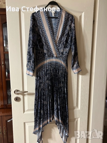 Нова миди midi ежедневна елегантна рокля солей плисе плисирана hm H&M 