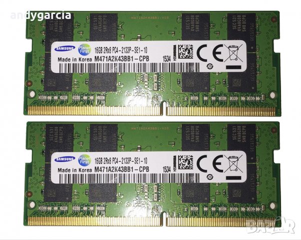 32GB DDR4 KIT 2133mhz 2400/2666mhz Samsung 2x16GB DDR4 sodimm PC4-17000 Самсунг КИТ ЛАПТОП рам памет, снимка 1