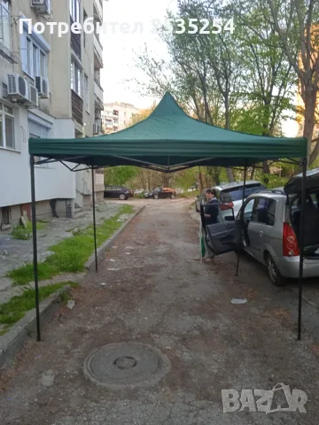 Шатра 3х3м Черна подсилена конструкция, шагрен, неръждаема с непромокаемо покривало