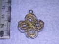 СТАРИННА ФИЛИГРАННА ПОСРЕБРЕНА МЕДНА ВИСУЛКА МЕДАЛЬОН ЧЕТИРИЛИСТНА ДЕТЕЛИНА РЪЧНА ИЗРАБОТКА 40092, снимка 13
