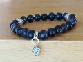 Дамска Гривна Стерлингово Сребро и 8 мм Камъни Синя Звездна Галактика /Син Пясъчен Авантюрин, снимка 7