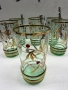 Комплект от 6 чаши винтидж дизайн в зелено и златно за вода - Чехословакия 280 мл., снимка 1