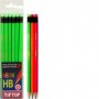 Графитни моливи HB с гума в неонови цветове. Всеки комплект съдържа 12 броя моливи в един цвят