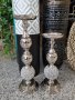 Красиви свещници в сребърно с кристалчета, снимка 1 - Декорация за дома - 37015138