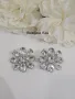 Обеци бели кристали цветя , снимка 1