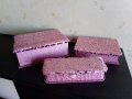 Луксозни кутии за бижута, сатен и пайети, в розово, поотделно, снимка 1 - Подаръци за жени - 31611151