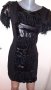 НОВА  ! ДАМСКА ЕЛЕГАНТНА  ЧЕРНА РОКЛЯ- комбинация с КОЖА - Размер S / M , снимка 3
